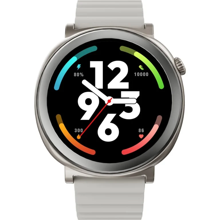 HiFuture Aurora Silver, 1.43" AMOLED,  466*466, Powered by Dual Core & Syntra AI, Bluetooth Call, IP68  Waterproof, 24/7 True Heart Rate & Blood Oxygen Sensor, Up to 10 days daily use, Magnetic Strap