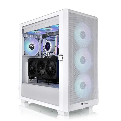 Кутия за компютър Thermaltake S250 TG ARGB Snow Middle Tower, бял