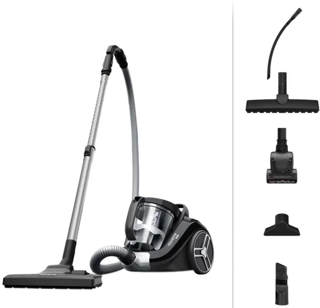 Rowenta RO4B75EA Compact Power XXL, Black, 900W, 2.5L, 75 dB, 2in1 crevice, parquet, upholstery, mini turbo, precizion flex crevice