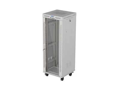 Комуникационен шкаф LANBERG – 32U/600x600, стоящ, 19", стъклена врата, сив