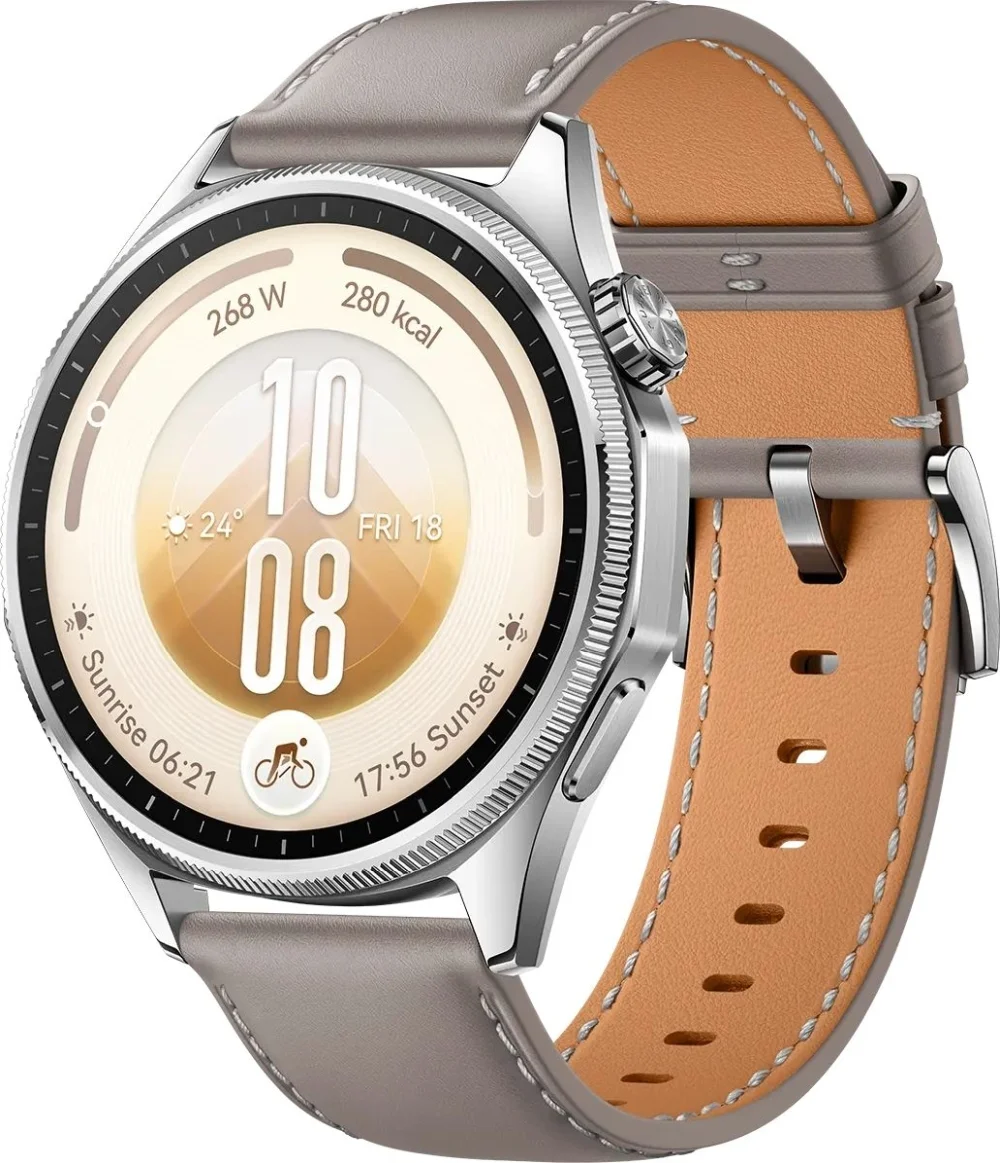Смарт часовник HUAWEI Watch GT 7 Atum-B39L, 1.47" дисплей, HarmonyOS 6.1, сив корпус, сива кожена каишка