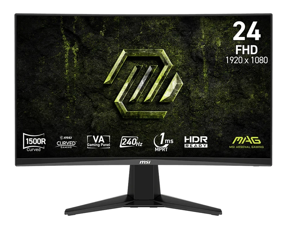 MSI MAG 245C X24 Gaming Monitor, 23.6", 1ms, 240Hz Curve 1500R VA, 1920x1080, AMD FreeSyncPremium, AI Vision, Console Mode, HDR Ready, 300nits AG, 1.07B, 3000:1, 100M:1, DP(1.2a), 2xHDMI(2.0b), Headphone out, Tilt, VESA 100, Black, 3.2kg