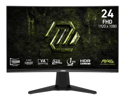 MSI MAG 245C X24 Gaming Monitor, 23.6", 1ms, 240Hz Curve 1500R VA, 1920x1080, AMD FreeSyncPremium, AI Vision, Console Mode, HDR Ready, 300nits AG, 1.07B, 3000:1, 100M:1, DP(1.2a), 2xHDMI(2.0b), Headphone out, Tilt, VESA 100, Black, 3.2kg
