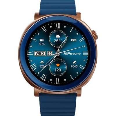 HiFuture Aurora Blue, 1.43" AMOLED,  466*466, Powered by Dual Core & Syntra AI, Bluetooth Call, IP68  Waterproof, 24/7 True Heart Rate & Blood Oxygen Sensor, Up to 10 days daily use, Magnetic Strap