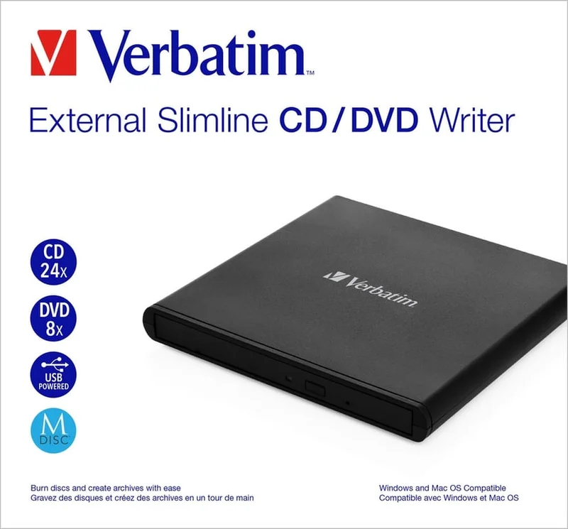 Външен DVD записвач Verbatim Mobile DVD-RW USB 2.0 Черен (Light Version)