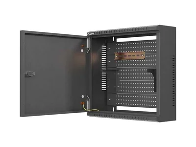 Комуникационен шкаф LANBERG – TPR 10", 2U, 400x400x140 мм, метална врата, черен