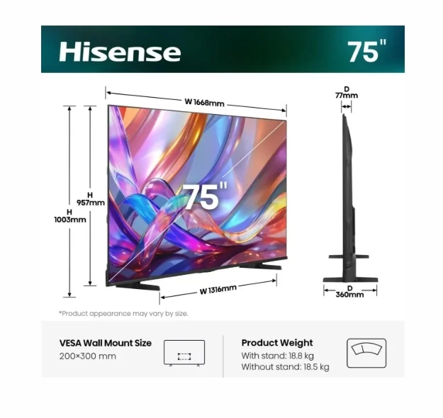 Телевизор Hisense 75" E7S 4K UHD QLED