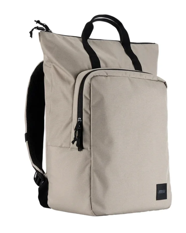 MSI Venture Backpack, For up to 16 inch laptops, Front zipper storage bag, Water-repellent and wear-resistant, Moisture - bacteria proof, Environmentally certification, Desert beige grey, 46 x 40 x 15cm , easily accommodating laptops under 16 inches