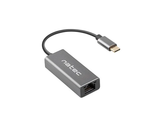 USB-C към RJ45 адаптер Natec Cricket, 1Gbps, 15 см, сребрист