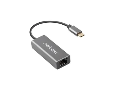 USB-C към RJ45 адаптер Natec Cricket, 1Gbps, 15 см, сребрист