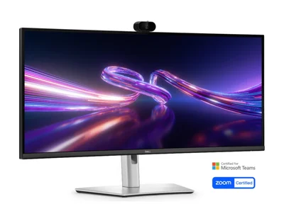 Dell P3426WEV, 34.1"  Curved Webcam Monitor, IPS Anti-Glare, 5ms, 100 Hz, 1500:1, 350 cd/m2, UW-QHD 3440x1440, 99% sRGB, HDMI, Display Port, USB-C Hub, RJ45, Webcam, KVM Switch, PD 90W, Height Adjustable, Pivot, Swivel, Tilt, Black