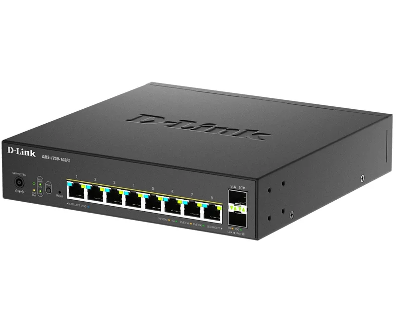 D-Link 8-Port 2.5G Base-T PoE, 2-port 10G SFP+ and 2x 10G RJ45 port Smart Managed Switch