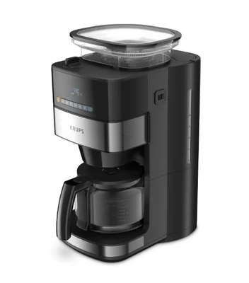 Krups KM832810 Grind & Brew, metalic grinder, 3 grinding settings, digital display, timer, 1.25L