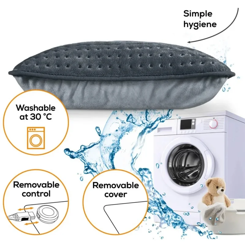 Beurer HK 48 Cosy Heat Pad; 3 temperature settings; auto switch-off after 90 min; washable on 30°; reversable cushion; with inner pad; removable switch; fleece fibre; 40(L)x30(W) cm