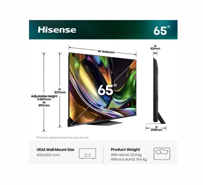 Телевизор Hisense UR8S 65" 4K UHD Mini LED IPS 180Hz Dolby Vision IQ Smart TV