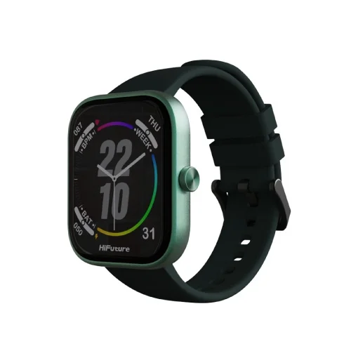 HiFuture Lume Dark Green, 1.85 " IPS, Powered by Dual Core, Aerospace-Grade Ultra Light Aluminum Frame, Bluetooth Call, 3D User Interface, 1ATM Waterproof, 24/7 True Heart Rate & Blood Oxygen Sensor, 100+ Sports Mode, Up to 7 days daily use