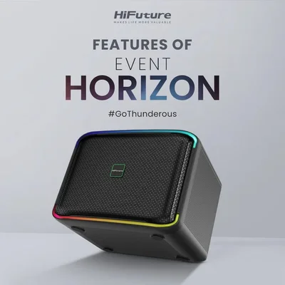 Тонколона HiFuture Event Horizon Black 3-лентова, 100W, Bluetooth 5.3, DynaBoost бас, DC12V, Karaoke, Dancing Light, до 8 часа, TWS Mode
