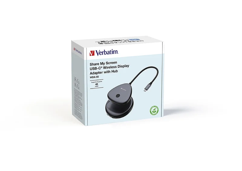 Verbatim Share My Screen USB-C Wireless Display Adapter 4K with Hub WDA-02