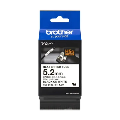 BROTHER Heat Shrink Tube Black on White