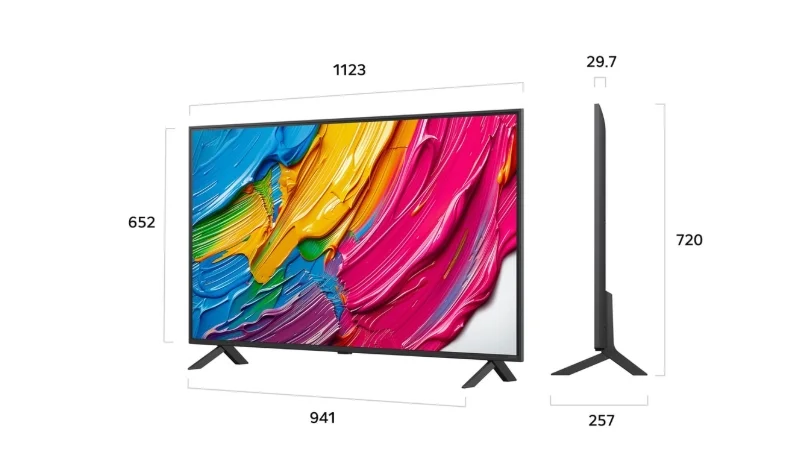 LG 50QNED80A6A, 50" 4K QNED HDR Smart TV, 3840x2160, DVB-T2/C/S2, Alpha 7 AI Processor, HDR10 / HLG, webOS 25 ThinQ, VRR / ALLM / HGiG, 4K Upscaling, WiFi 5, Voice Controll, Bluetooth 5.1, AirPlay 2, LAN, CI, HDMI, SPDIF, Google Cast, 2 pole Stand