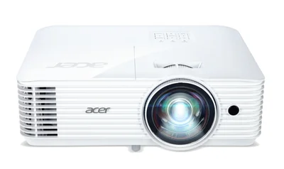 Acer Projector S1386WH, DLP, Short Throw, WXGA (1280x800), 3600 ANSI Lumens, 20 000:1, 1x, 3D ready, HDMI, VGA out, DC Out (5V/1A, USB-A), RCA, Audio in/out, Speaker 16W, Bluelight Shield, Bag, 3.1kg, 3Y, White