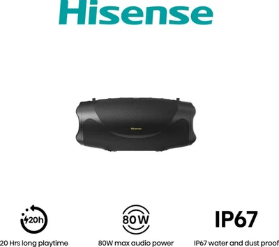 Hisense, FlexBoom, Party speaker 2.0 Ch., 80W, BT, 20h play,IP67 Water and Dust Proof,Ambient Light,Black