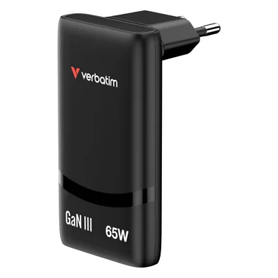Verbatim Fold 'n' Go GaN Charger 65W EU plug Black