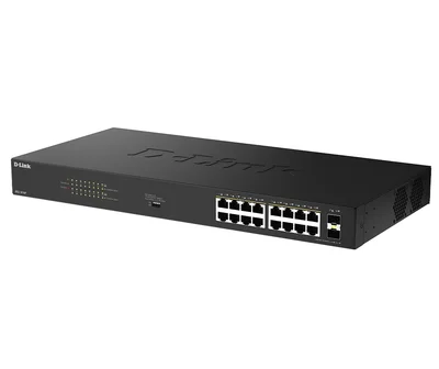 D-Link 16 Ports GE PoE(30W) + 2 Ports SFP Unmanaged Switch, 240W