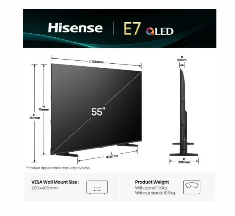 Телевизор Hisense E7Q 55" 4K UHD QLED