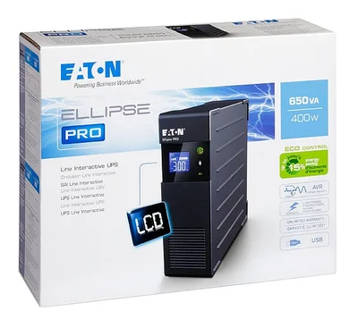 UPS EATON Ellipse PRO 650 ELP650DIN 650VA 400W Line interactive LCD дисплей USB DIN