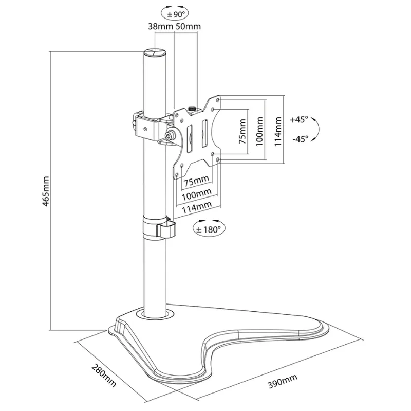 Стойка за бюро NEOMOUNTS BY NEWSTAR – FPMA-D550S, за монитори 13–32", накланяща се и въртяща се
