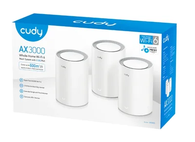 Cudy M3000 (3-Pack) AX3000 Wi-Fi 6 Mesh 2402Mbps at 5GHz + 574Mbps at 2.4GHz
