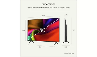 LG 50NU8E0B3LA, 50" 4K HDR UHD, 3840x2160, DVB-T2/C/S2, AI Alpha 7, HDR 10, webOS 26, ThinQ AI, VRR, ALLM, HGiG, WiFi, Clear Voice, 4K Super Upscaling, Bluetooth 5.3, Hdmi e-ARC , CI, LAN, AirPlay2, AI Sound Pro, Google Cast, 2 Pole stand, Black