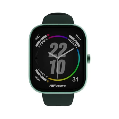 HiFuture Lume Dark Green, 1.85 " IPS, Powered by Dual Core, Aerospace-Grade Ultra Light Aluminum Frame, Bluetooth Call, 3D User Interface, 1ATM Waterproof, 24/7 True Heart Rate & Blood Oxygen Sensor, 100+ Sports Mode, Up to 7 days daily use