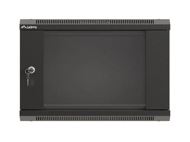 Lanberg rack cabinet 19" wall-mount 6U/540x350 (flat pack) with glass door black