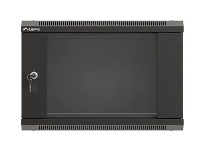Lanberg rack cabinet 19" wall-mount 6U/540x350 (flat pack) with glass door black