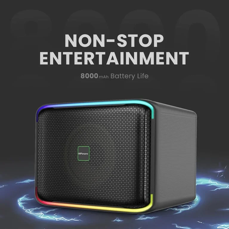 Тонколона HiFuture Event Horizon Black 3-лентова, 100W, Bluetooth 5.3, DynaBoost бас, DC12V, Karaoke, Dancing Light, до 8 часа, TWS Mode