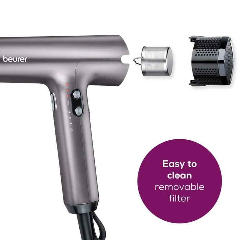 Beurer HC 100 Excellence Hair dryer, ECO technology, lightweight and ergonomic, Slim, magnetic nozzle and diffuser, Ion function, 4 temperature and blower settings, Integrated memory function