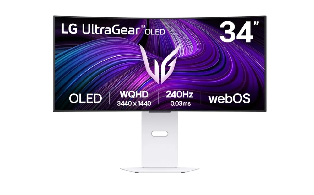 Монитор LG UltraGear 34GX90SA-W 34" OLED 21:9 извит WQHD (3440x1440) 240Hz HDR10 FreeSync G-Sync Smart webOS Бял