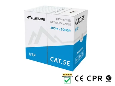 Lanberg LAN cable CAT.5e utp 305m solid cu grey cpr + fluke passed