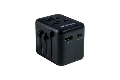Адаптер за пътуване Verbatim UTA-02 универсален с USB-C PD 20W и USB-A QC 3.0