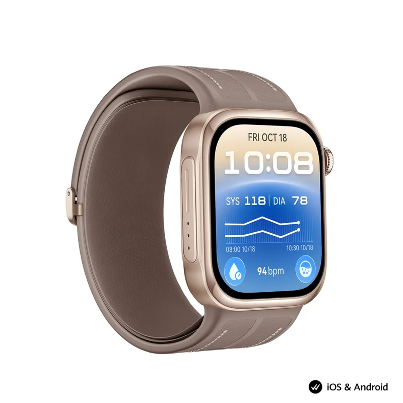 Смарт часовник HUAWEI – Watch D3 Riva-B19, 1.92" AMOLED LTPO, Gold, HarmonyOS, 540 mAh, (с Huawei FreeBuds 7i Conch-T010 White)