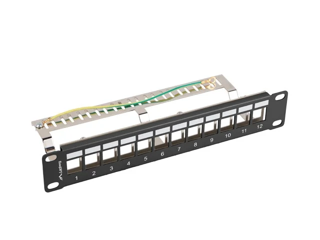 Пач панел LANBERG, 12 порта, 1U, 10", FTP, за Keystone модули, черен, v2