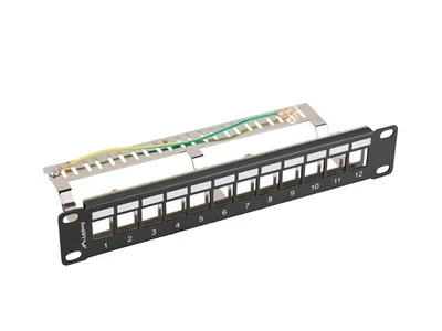 Пач панел LANBERG, 12 порта, 1U, 10", FTP, за Keystone модули, черен, v2