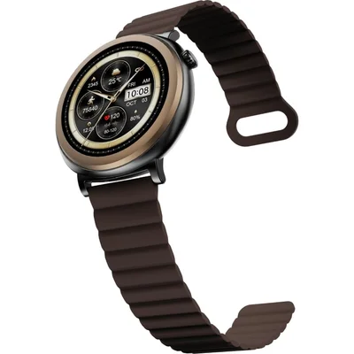 HiFuture Aurora Brown, 1.43" AMOLED,  466*466, Powered by Dual Core & Syntra AI, Bluetooth Call, IP68  Waterproof, 24/7 True Heart Rate & Blood Oxygen Sensor, Up to 10 days daily use, Magnetic Strap