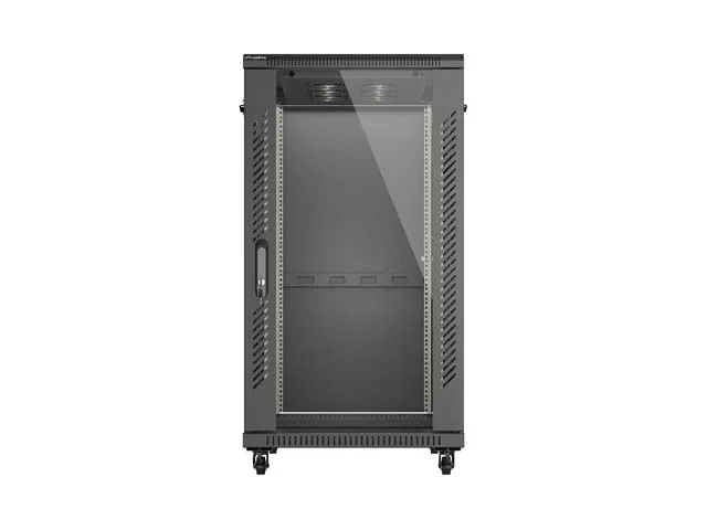 Комуникационен шкаф Lanberg – 22U/600x1000, свободностоящ, стъклена врата, черен