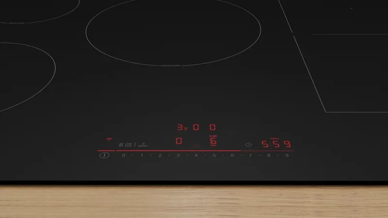 Bosch PVW81CHB1E, SER8, Induction electric cooktop, 5 zones (1 CombiZone + 3, 24cm ring), DirectSelect, PanBoost, frameless, 7,4 kW, 80cm, HC, Matt Black