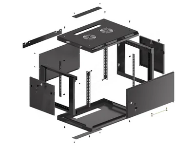 Lanberg rack cabinet 19" wall-mount 6U/600x450 for self-assembly with metal door black (flat pack)