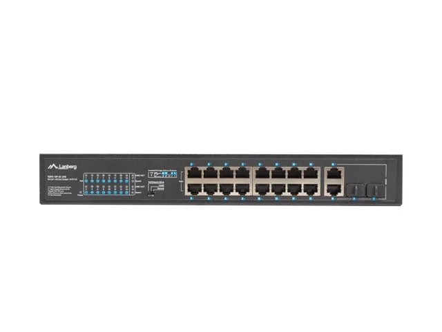 Суич Lanberg 16x 100Base-T PoE+/2x SFP Rack 19" unmanaged, 250W