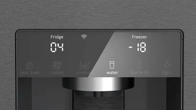 Bosch KFI96AXEA, SER6, Multi-door fridge-freezer, NoFrost, E, 183/91/73, 574l(375+199), 39dB(C), IC, 1 VitaFresh 0° XXL drawer - fish and meat, 1 Vitafresh drawer with humidity control, Quick Ice&water dispencer with tank, freezer light, HC, Black inox